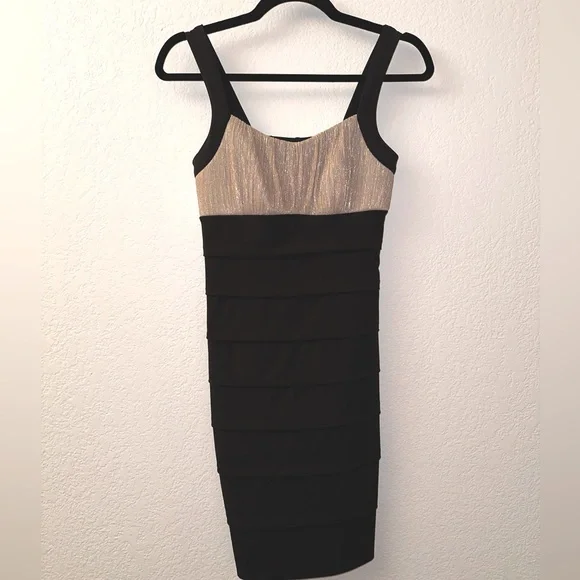 Enfocus Studio | Dresses | Nwot Enfocus Studio Black And Gold Sparkle  Cocktail Mini Dress Lbd | Poshmark